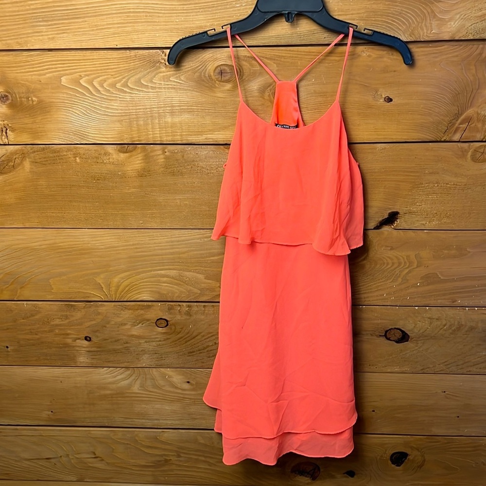 Gianni Bini Women’s‎ dress 0 racerback salmon coral mini tiered sleeveless event